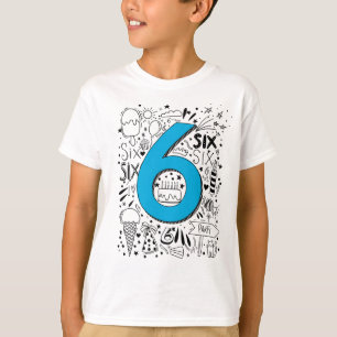 Six age 6th Blue  birthday card T-Shirt