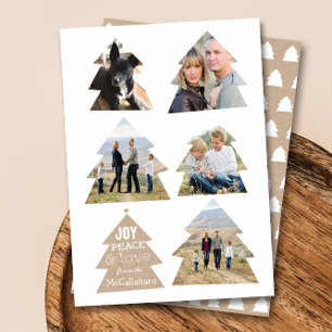 Six Christmas Trees Five Photo Modern Holiday Card
