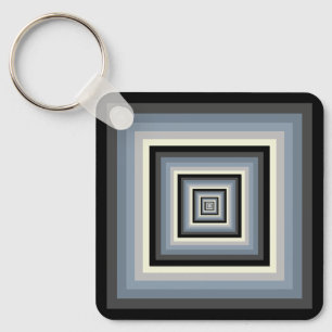 Six Colour Black an Greys Mix of Nested Squares Key Ring