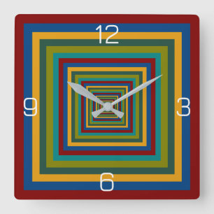 Six Colour Combination / Mix of Nested Squares Square Wall Clock