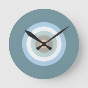 Six Colour Combo - Blue Brown Sand Beige Turquoise Round Clock