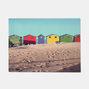 Six Colourful Beach Hut Cape Town, South Africa Doormat