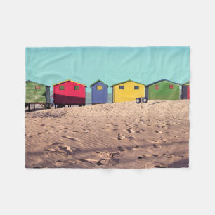Six Colourful Beach Hut Cape Town, South Africa Fleece Blanket