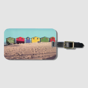 Six Colourful Beach Hut Cape Town, South Africa Luggage Tag