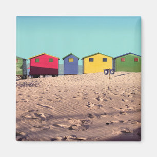 Six Colourful Beach Hut Cape Town, South Africa Magnet