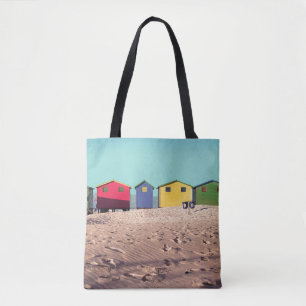 Six Colourful Beach Hut   Cape Town, South Africa Tote Bag