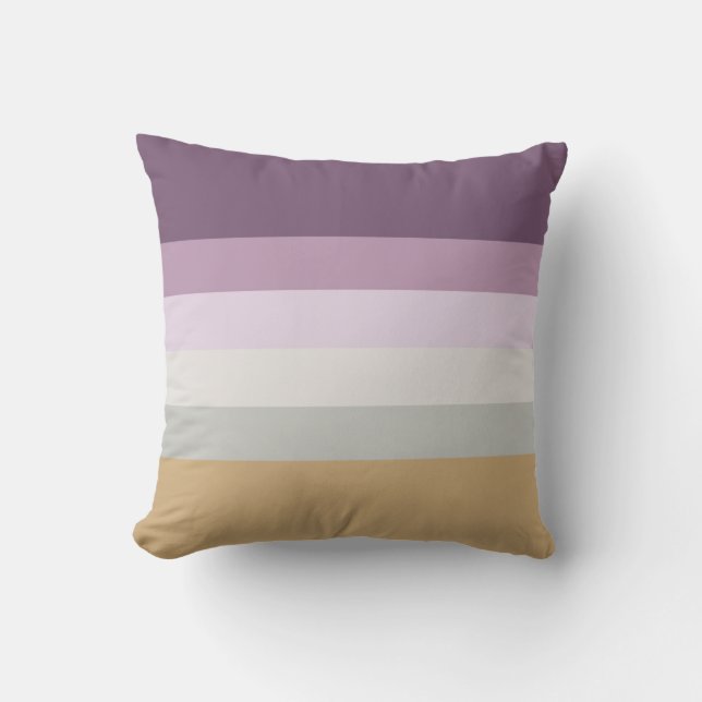 Six Colours Stripes - Blue Purple Pink Grey Yellow Cushion (Front)