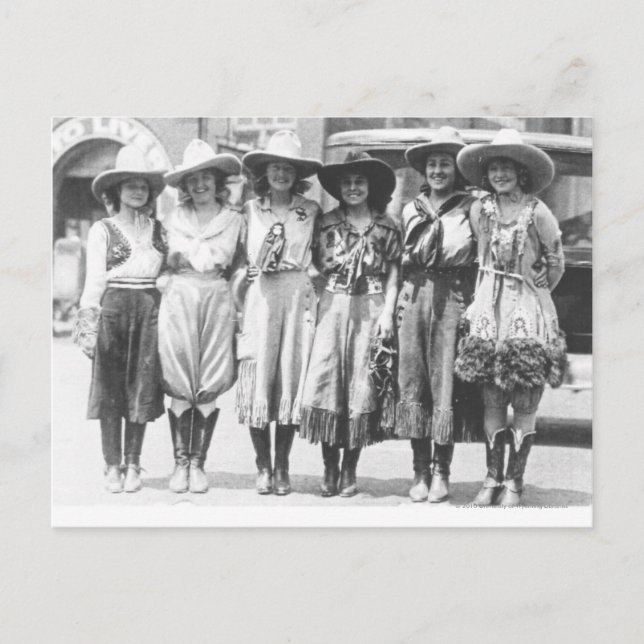 Six cowgirls at Cheyenne Frontier Days. Postcard (Front)