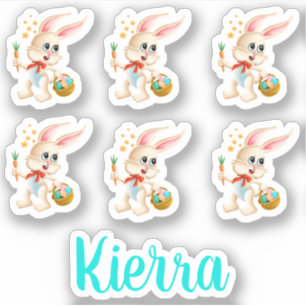 Six Cute Easter Bunny Rabbits Monogram