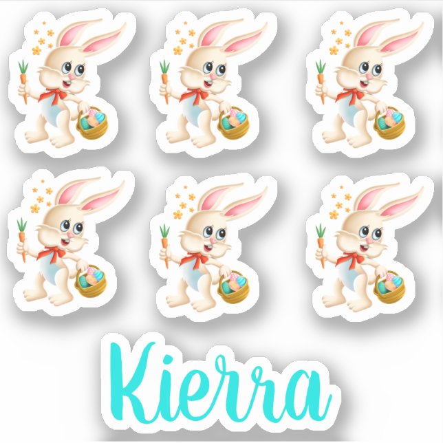 Six Cute Easter Bunny Rabbits Monogram (Front)