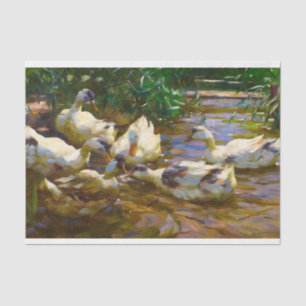 Six Ducks in Blue Reed Water by Alexander Koester Tissue Paper