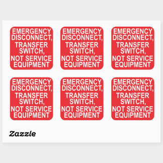 SIX Emergency Disconnect Transfer Switch Service Square Sticker
