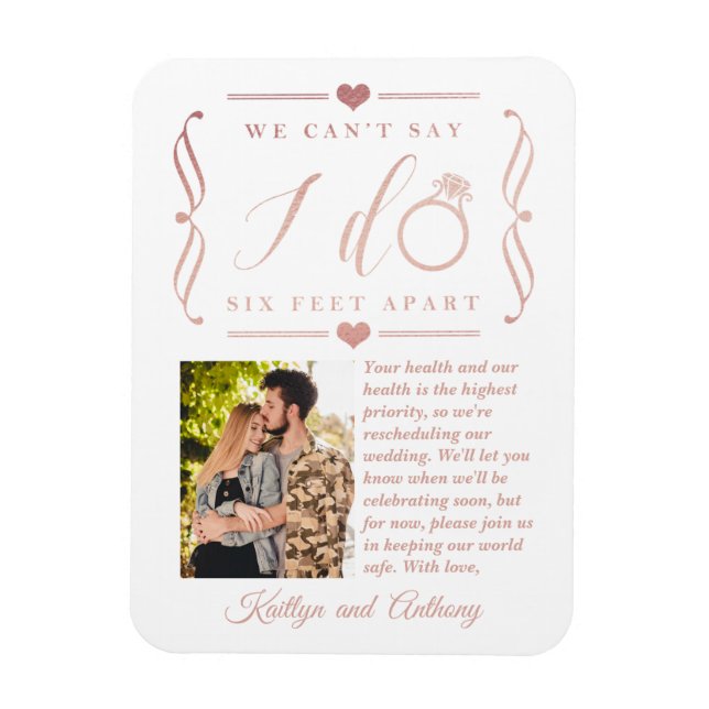 Six Feet Apart Wedding Postponement Change of Date Magnet (Vertical)