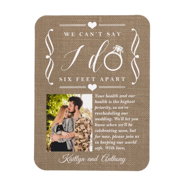 Six Feet Apart Wedding Postponement Change of Date Magnet (Vertical)