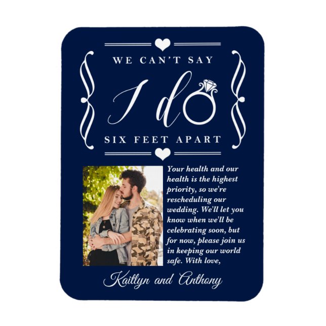 Six Feet Apart Wedding Postponement Change of Date Magnet (Vertical)