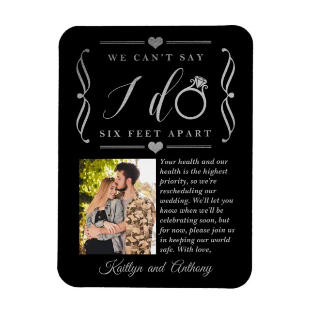 Six Feet Apart Wedding Postponement Change of Date Magnet (Vertical)