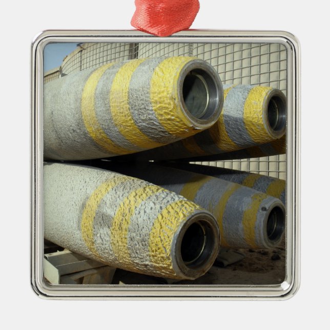 Six GBU-12 bombs sit in a rack Metal Ornament (Front)