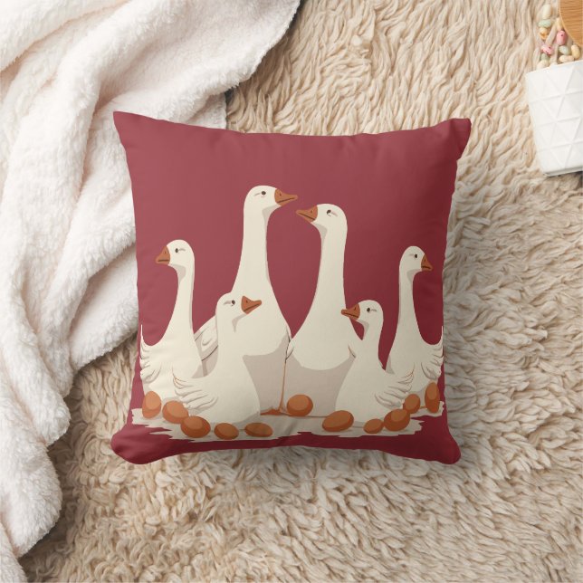 Six Geese A-Laying Cut-Out Stencil-Style 2 Cushion (Blanket)