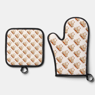 Six Geese A-Laying Cut-Out Stencil-Style 2 Oven Mitt & Pot Holder Set