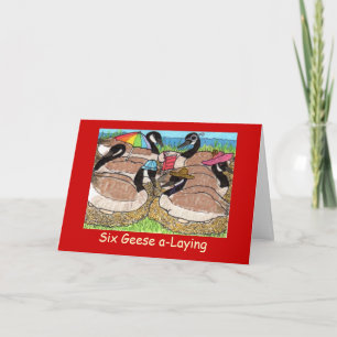 Six Geese a-Laying Holiday Card