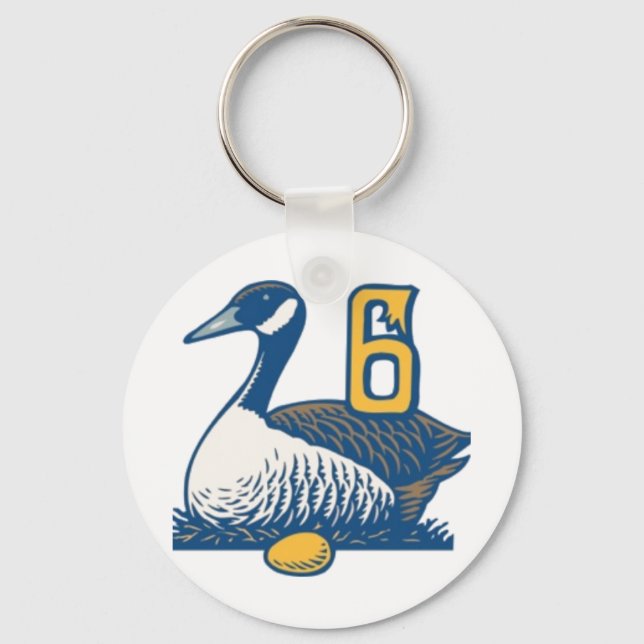 Six Geese a-Laying Key Ring (Front)