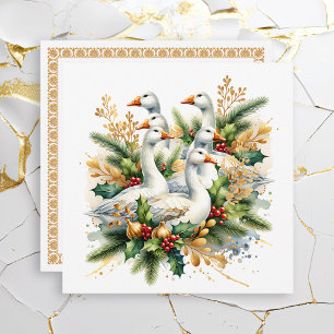 Six Geese a-Laying   Twelve Days of Christmas Holiday Card