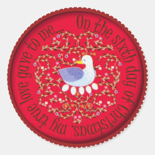 Six geese alaying classic round sticker