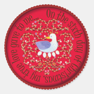 Six geese alaying classic round sticker