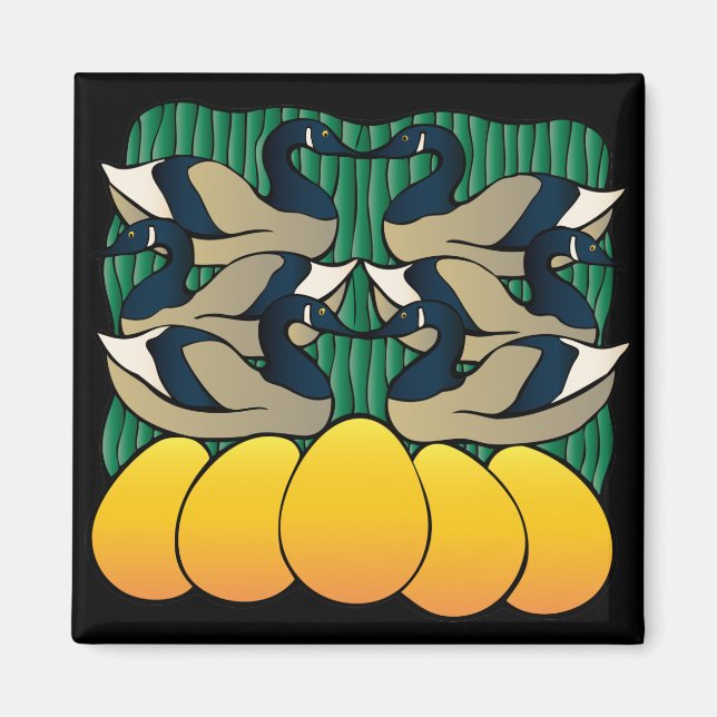 Six Geese Laying Magnet (Front)