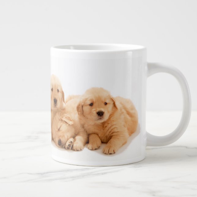 Six Golden Retriever Puppies Large Coffee Mug (Right)