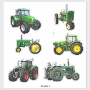Six Green Tractors