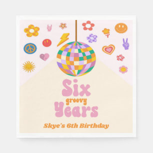 Six Groovy Years Disco Ball 6th Birthday Party Napkin