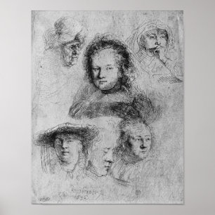 Six heads with Saskia van Uylenburgh Poster