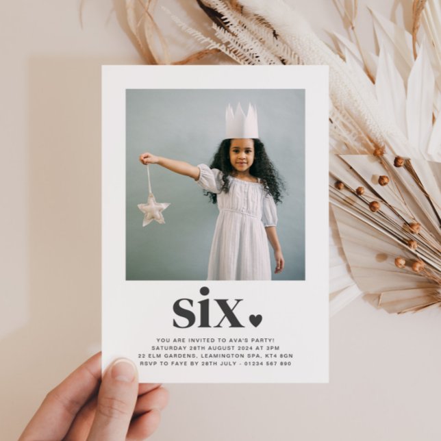 Six Heart - Square Photo Birthday Invitation (Creator Uploaded)