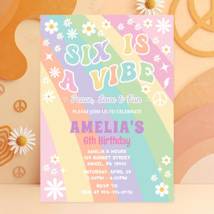 Six is a vibe birthday invitation