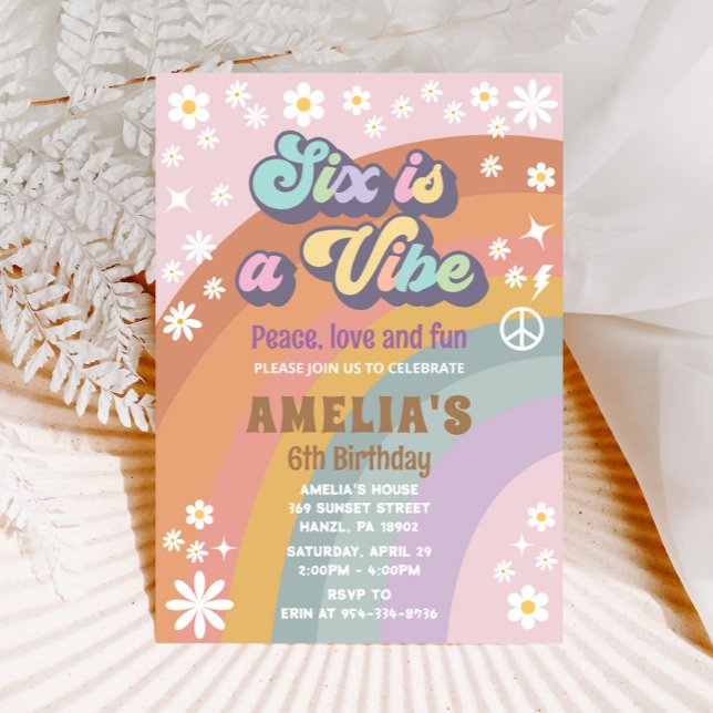 Six is a vibe birthday invitation (Creator Uploaded)