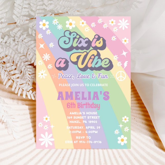 Six is a vibe birthday invitation (Creator Uploaded)