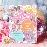 Six is a Vibe Retro Groovy Preppy Varsity Birthday