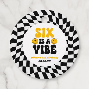 Six Is A Vibe Retro Sixth 6th Birthday Party Favour Tags