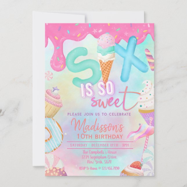 six is so sweet invitation (Front)