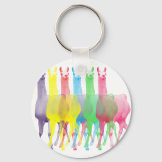 six lamas in six llama colours key ring