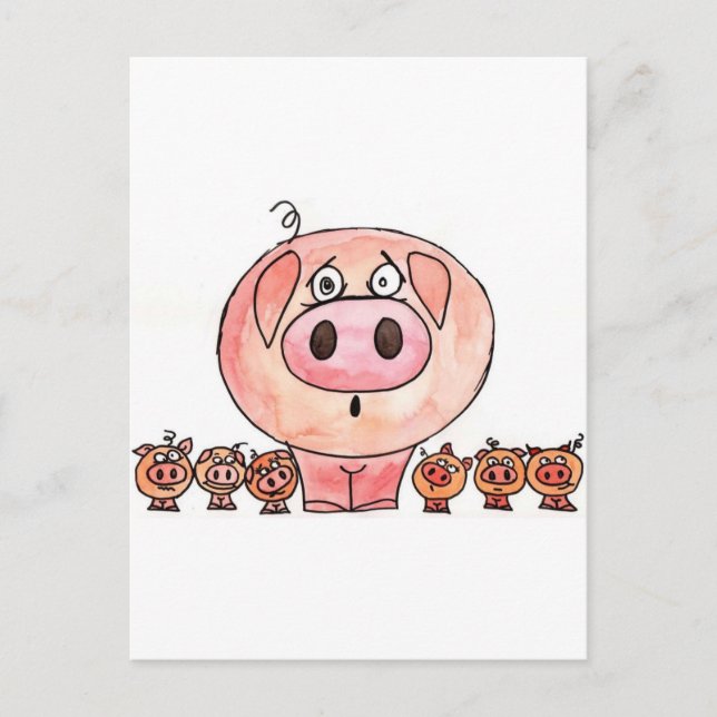 Six Little Pigs Postcard (Front)