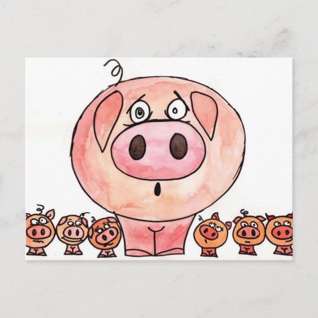 Six little pigs postcard (Front)