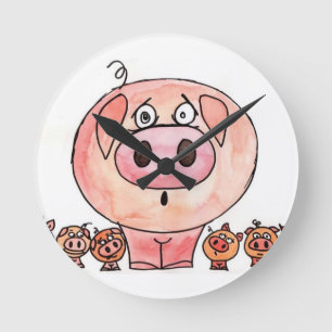 Six Little Pigs Round Clock