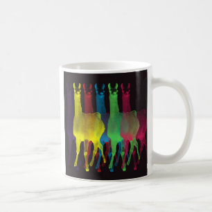 six llamas in six colours coffee mug