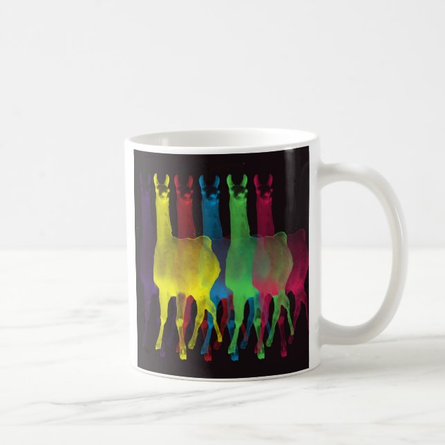 six llamas in six colours coffee mug (Right)