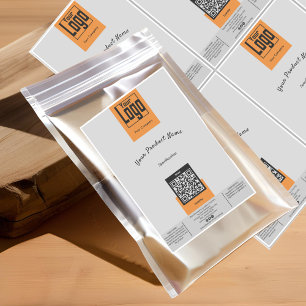 Six Logo QR Code Grey Orange Large Product Label