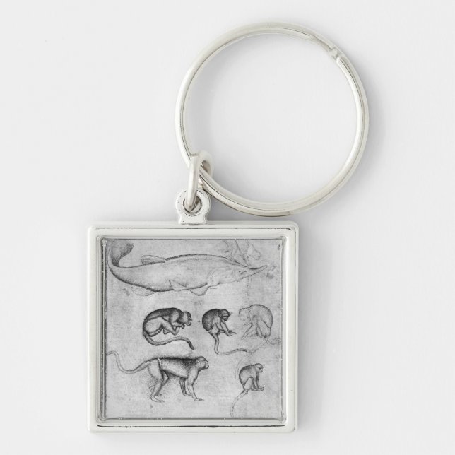 Six Monkeys and a Sturgeon Key Ring (Front)