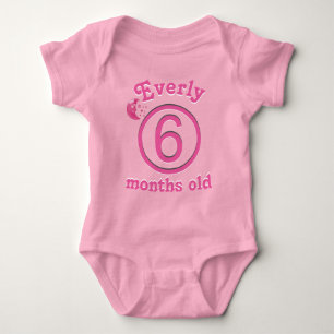 Six Months Personalised Pink Moon Baby Girl Baby Bodysuit