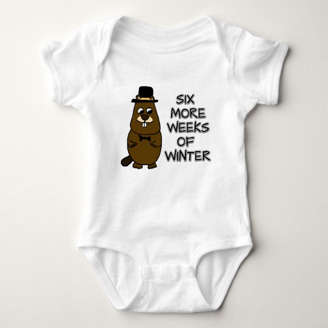 Six more weeks of winter baby bodysuit (Front)